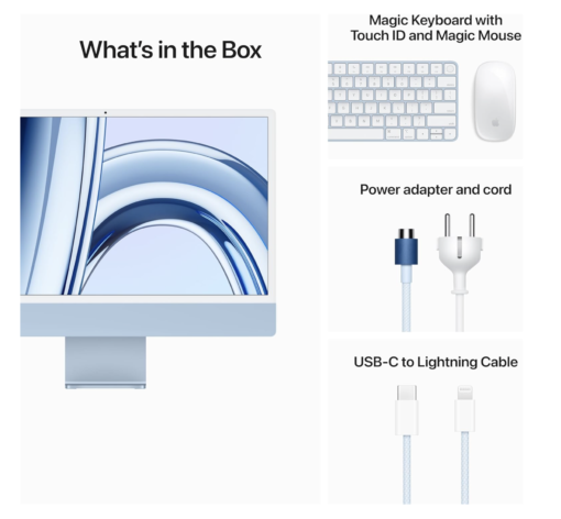 2023 Apple iMac with Apple M3 Chip (24-inch, 8GB RAM, 256GB SSD) (QWERTY English) Blue (OPEN BOX) - Image 2